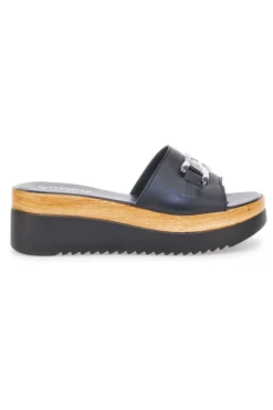 PITTARELLO LOVE Ciabatta Nera con Fascia in Pelle e Platform Effetto Sughero 345679 Best