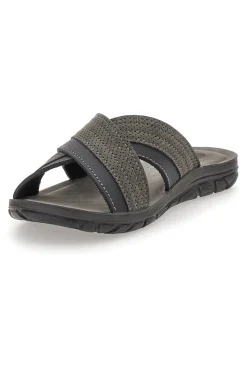 Uomo INBLU Ciabatte Antracite Con Fascia Incrociata 03 VT