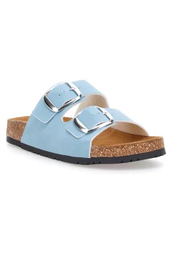 PITTARELLO GREEN WALK Ciabatte azzurre doppia fibbia sottopiede in pelle suola antiscivolo 335CF20630SR ACQUA Best