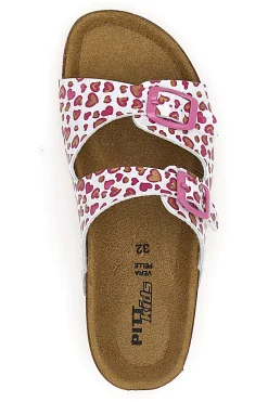 PITT KIDS Ciabatte Bianche con Cuori Rosa e Doppia Fibbia 40021CUV