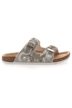 PITT KIDS Ciabatte bianche con doppia fibbia e glitter 14501