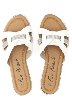FUN BEACH Ciabatte bianche con fasce incrociate e strass 14217 BIANCO Sale