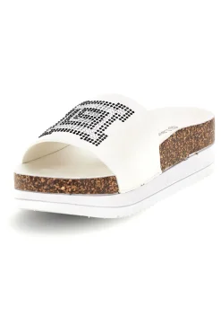 LAURA BIAGIOTTI Ciabatte bianche con fascia logata e platform 9784 Hot