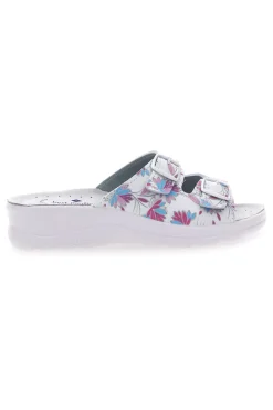 BEST MEDICAL Ciabatte Bianche con fiori multicolor e doppia fascia antiscivolo 122F Online