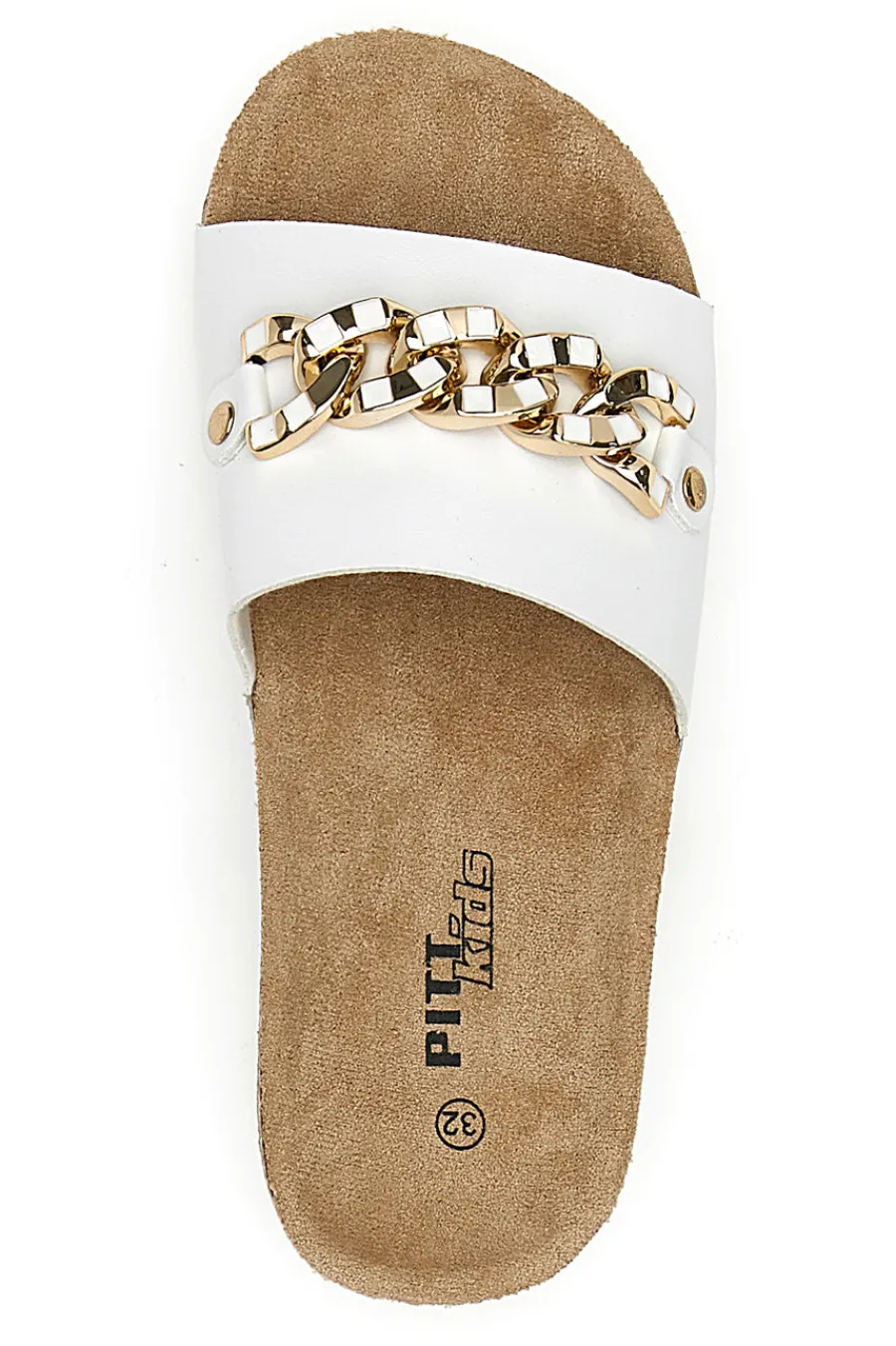 PITT KIDS Ciabatte bianche con maxi catena oro 14450