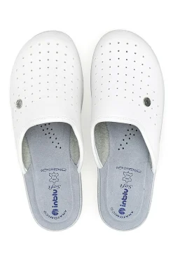 Uomo INBLU Ciabatte Bianche con Sottopiede in Pelle 33 RH