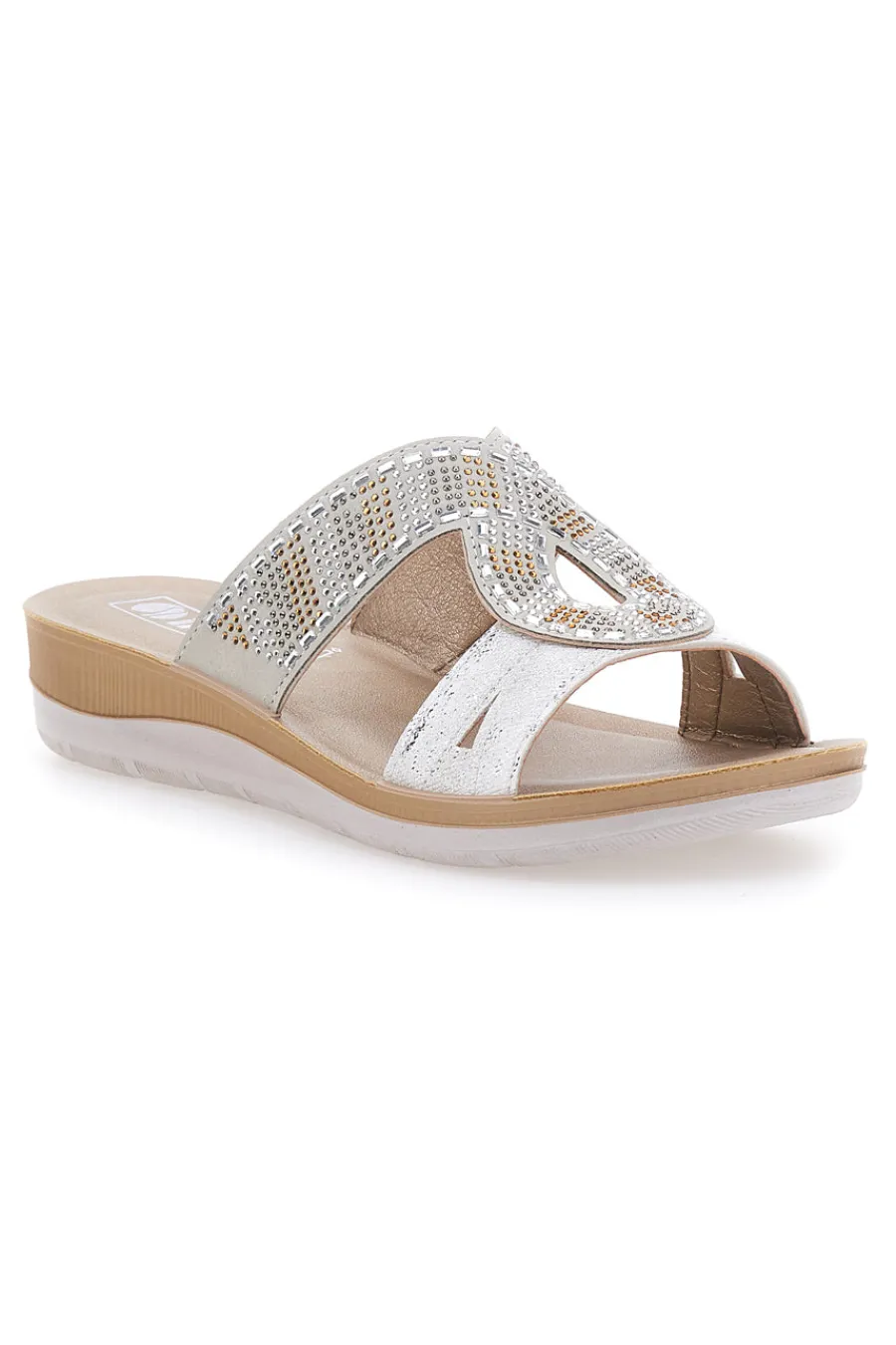 INBLU Ciabatte bianche con strass 42BV New