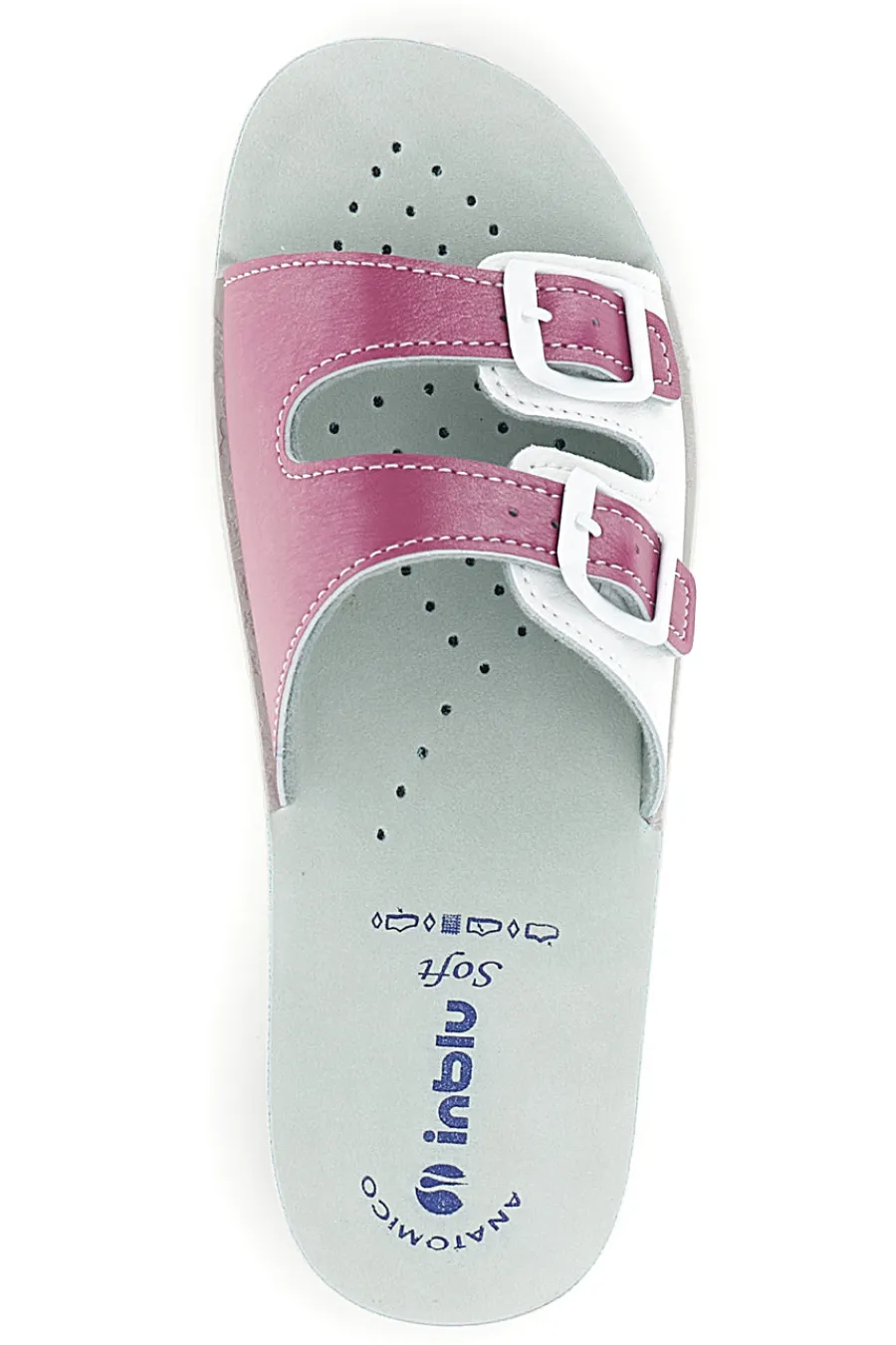 INBLU Ciabatte bianche e fucsia con doppia fibbia 62 VR FUXIA Online