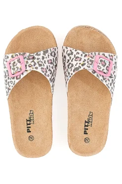 PITT KIDS Ciabatte Bianche Leopardate 14403