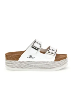 SUPERGA Ciabatte bianche lucide con doppia fibbia S11U009 Best