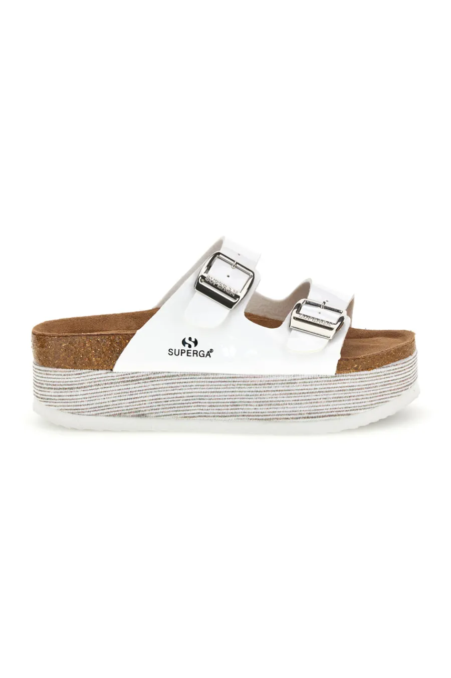 SUPERGA Ciabatte bianche lucide con doppia fibbia S11U009 Best