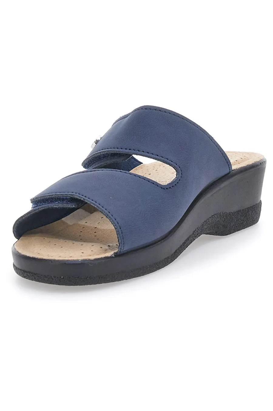 FLY FLOT Ciabatte Blu con Doppia Fascia con Velcro e Suola in Pelle 63J86CE Online