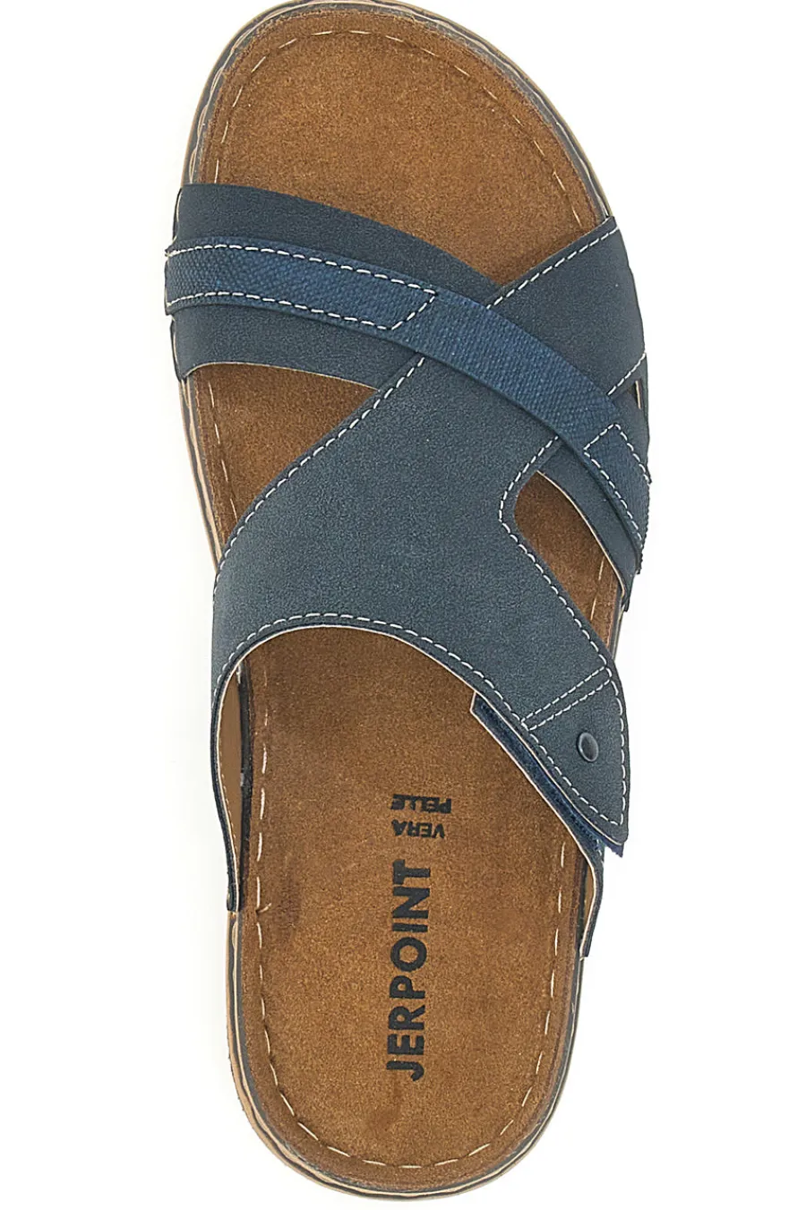 Uomo JERPOINT Ciabatte Blu con Sottopiede in Pelle 10104BESY