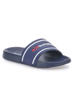 SUPERGA Ciabatte blu navy fascia logata S24S395