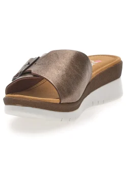LINEA COMODA Ciabatte bronzo con fibbia e plantare comfort 7185 Best