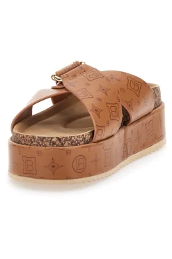 LAURA BIAGIOTTI Ciabatte Cognac Con Flatform 8627 Outlet