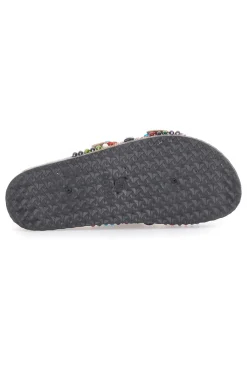 PRIMA RIGA Ciabatte con doppia fascia decorata con strass e pietre colorate 104334 Discount
