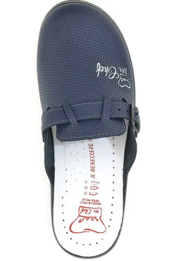 Uomo MR CHEF Ciabatte da Lavoro 8015 Blu Vera Pelle