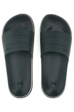 Uomo CHAMPION Ciabatte da piscina nero con fascia logata All American Box Slide