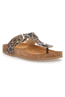 PITTARELLO TIERRA Ciabatte Infradito Leopardate in Vera Pelle Made in Italy 335A2177SR CUOIO