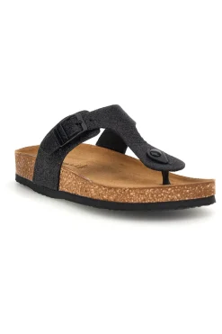 SUPERGA Ciabatte infradito Nere con glitter e sottopiede in pelle S31Y820 NERO Discount