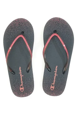 CHAMPION Ciabatte Infradito nere con glitter e logo 1125 Clearance