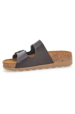 PITTARELLO BIO Ciabatte marroni con doppia fibbia con sottopiede in pelle 3P20630SR Discount