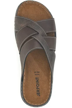 Uomo JERPOINT Ciabatte marroni con fasce incrociate comfort 609PSSK