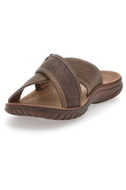Uomo INBLU Ciabatte Marroni Con Fasce Incrociate 103 FN