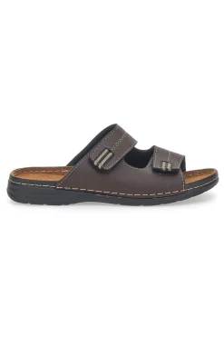 Uomo JERPOINT Ciabatte Marroni Con Plantare in Vera Pelle 612