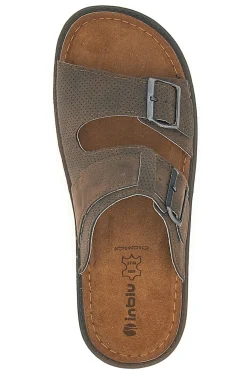 Uomo INBLU Ciabatte Marroni Con Sottopiede In Vera Pelle 10 BU