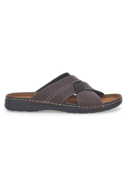 Uomo JERPOINT Ciabatte Marroni Con Sottopiede In Pelle 601PS