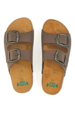 PITTARELLO GREEN WALK Ciabatte marroni doppia fibbia sottopiede in pelle suola antiscivolo 335CF20630SR MARRONE Best