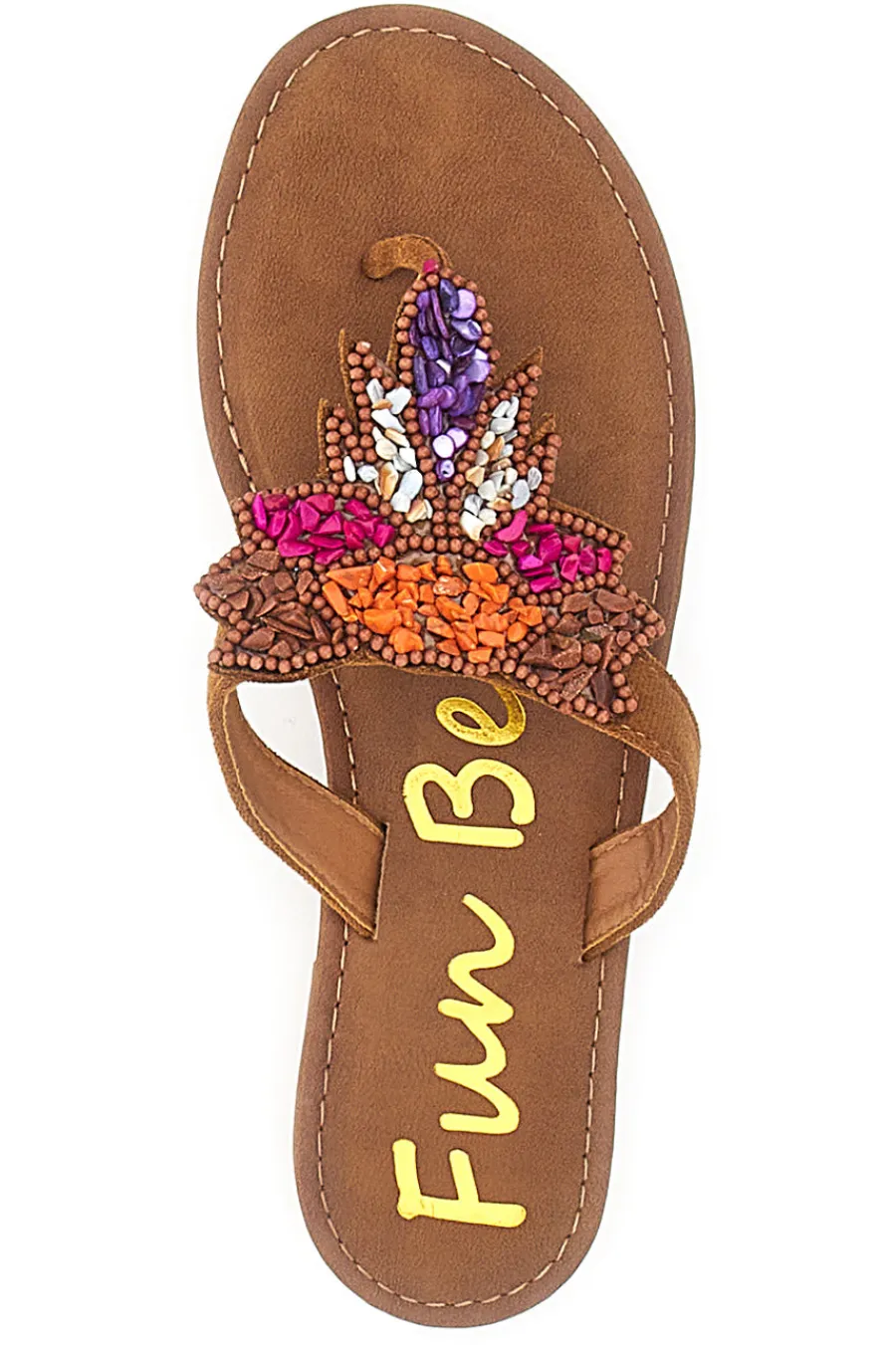 FUN BEACH Ciabatte Marroni Infradito con Perline 468 CAMEL Clearance