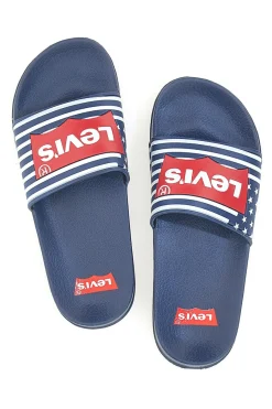 LEVI'S Ciabatte Navy con Logo Rosso in Silicone POOL