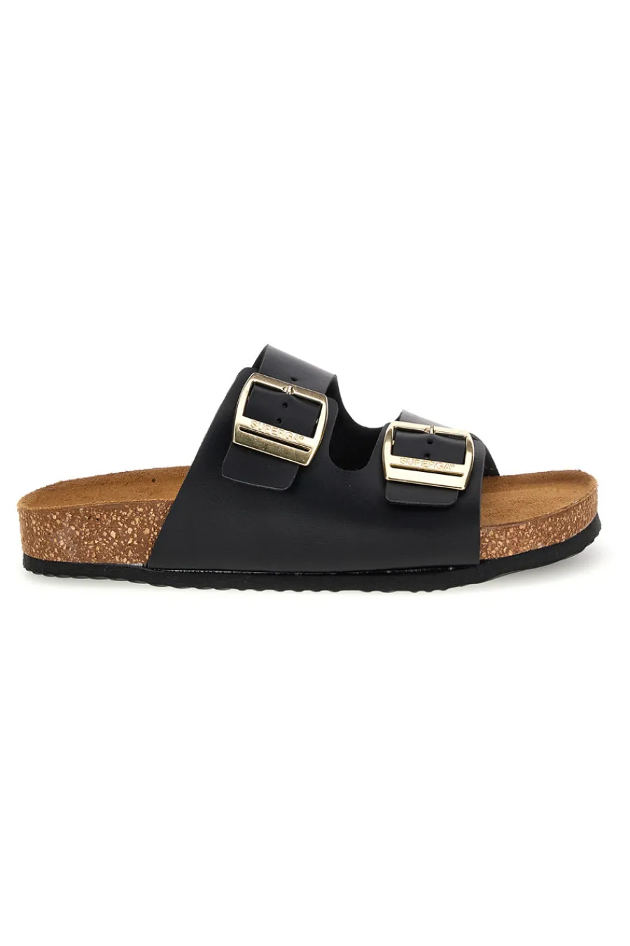 SUPERGA Ciabatte nere con doppia fascia regolabile Made in Italy in vera pelle S31C731 NERO Clearance