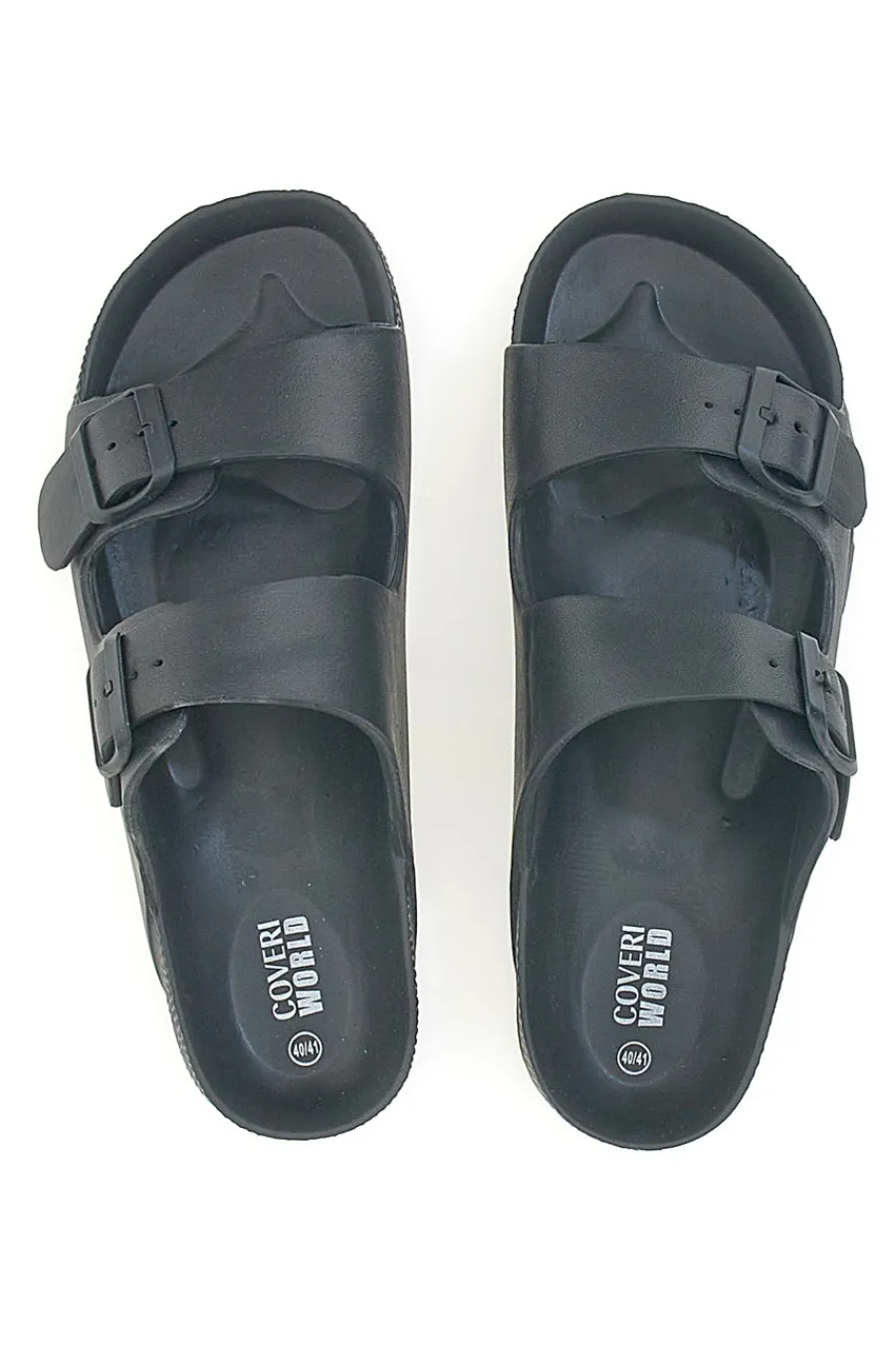 Uomo COVERI WORLD Ciabatte nere con doppia fascia UCW07