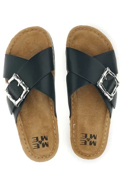 ME u0026 ME Ciabatte nere con fasce incrociate e fibbia Me & me 3Y861035 NERO Best