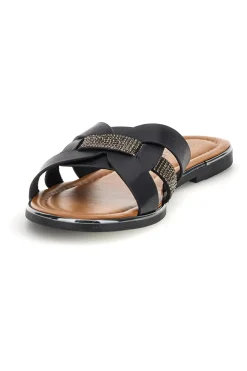 FUN BEACH Ciabatte nere con fasce incrociate 14217 NERO