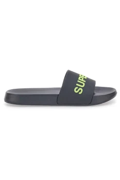 Uomo SUPERGA Ciabatte nere con fascia e logo verde da uomo S24U3
