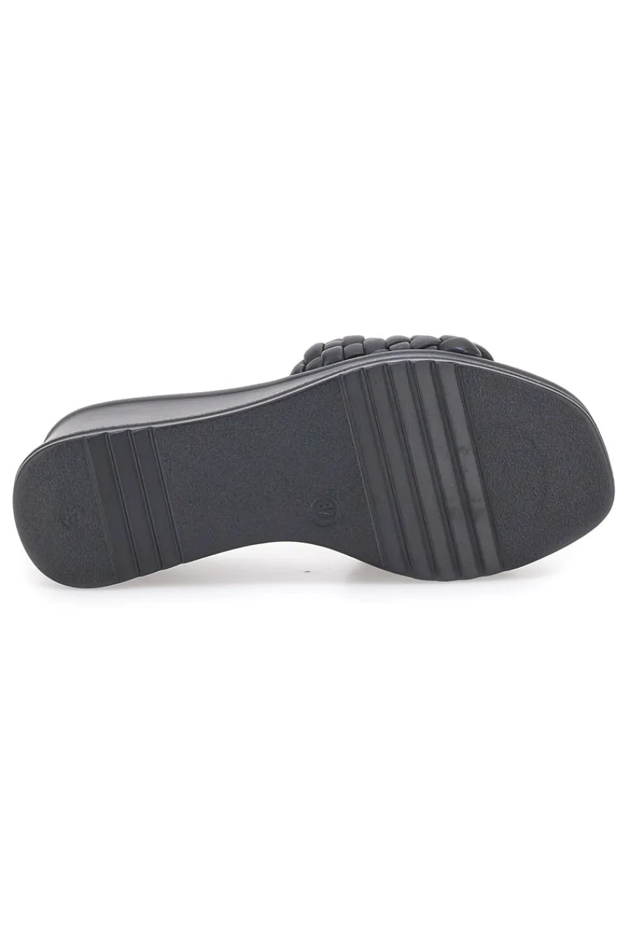 PLOCADI Ciabatte nere con fascia intrecciata e zeppa 8 cm 18009 New