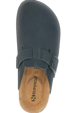 SUPERGA Ciabatte nere con fibbia e sottopiede in vera pelle S11U700 NERO New