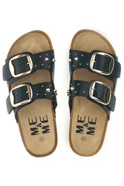 ME u0026 ME Ciabatte nere con fibbie e borchie Me & Me 15617 NERO Best