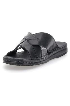 Uomo CLAREMORRIS Ciabatte Nere Con Sottopiede in Pelle 1106