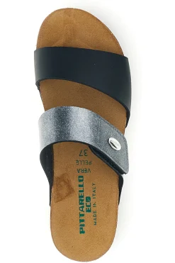 PITTARELLO ECO Ciabatte nere e grigie con sottopiede in vera pelle 293A485SR NERO/CANNA DI FUCILE