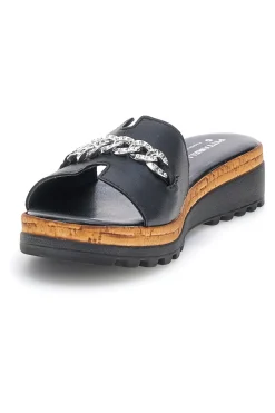 PITTARELLO Ciabatte Nere in vera pelle Made in Italy con catena 333170811 Sale