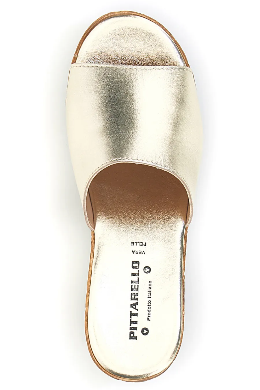 PITTARELLO Ciabatte Oro con zeppa in vera pelle Made in Italy 23317428 New