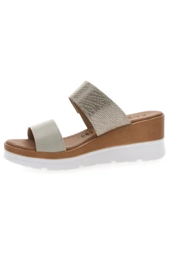 PLOCADI Ciabatte Perla con Zeppa A Contrasto Bianca e Velcro Regolabile 11073143 Discount