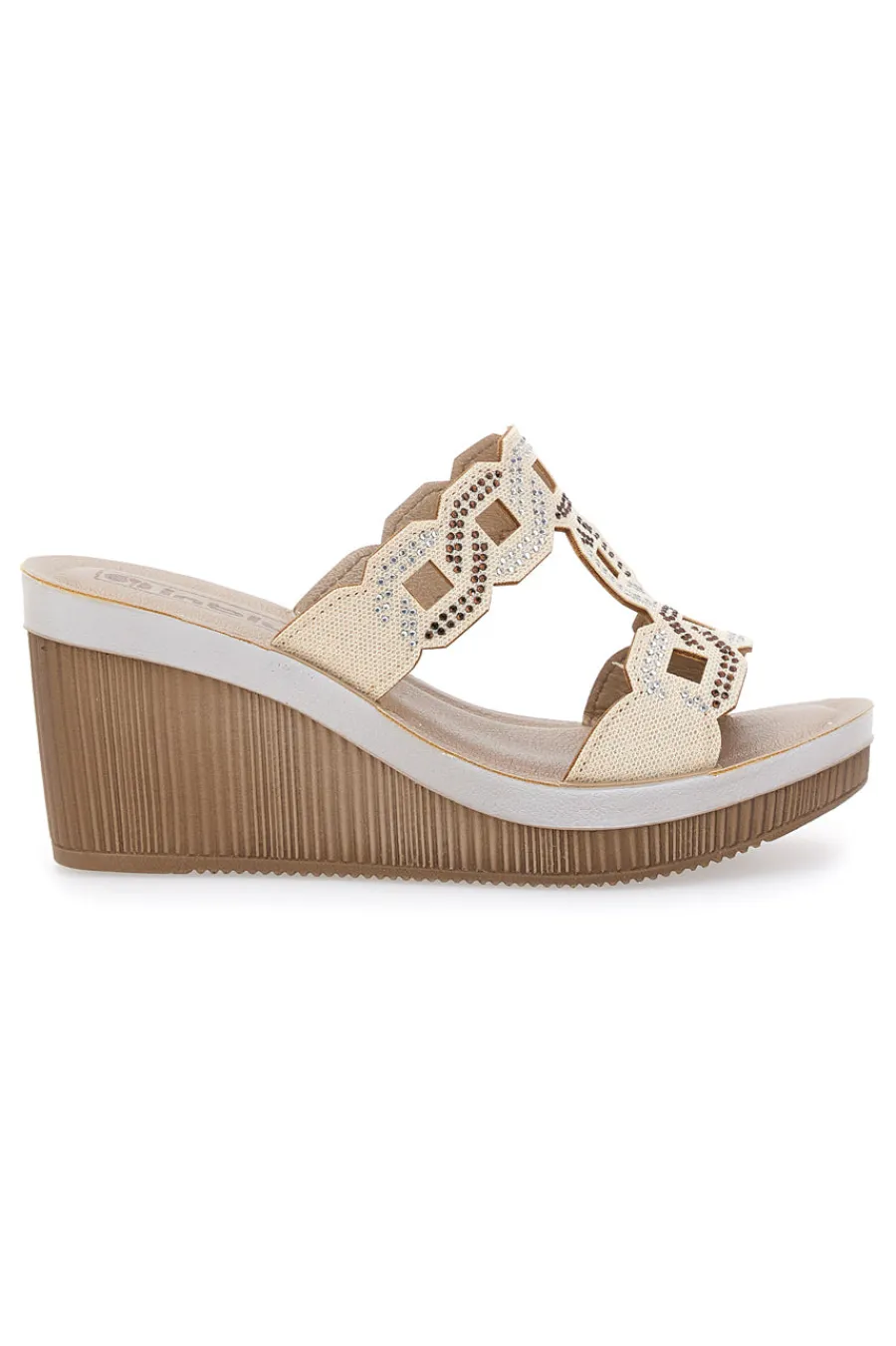 INBLU Ciabatte Con Zeppa e Strass 34 As PLATINO Best