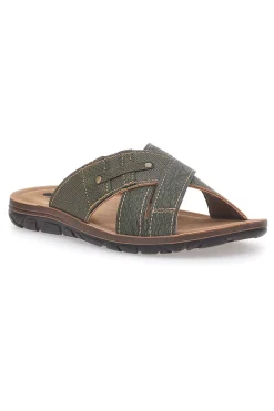 Uomo INBLU Ciabatte verdi incrociate comfort 09 VT